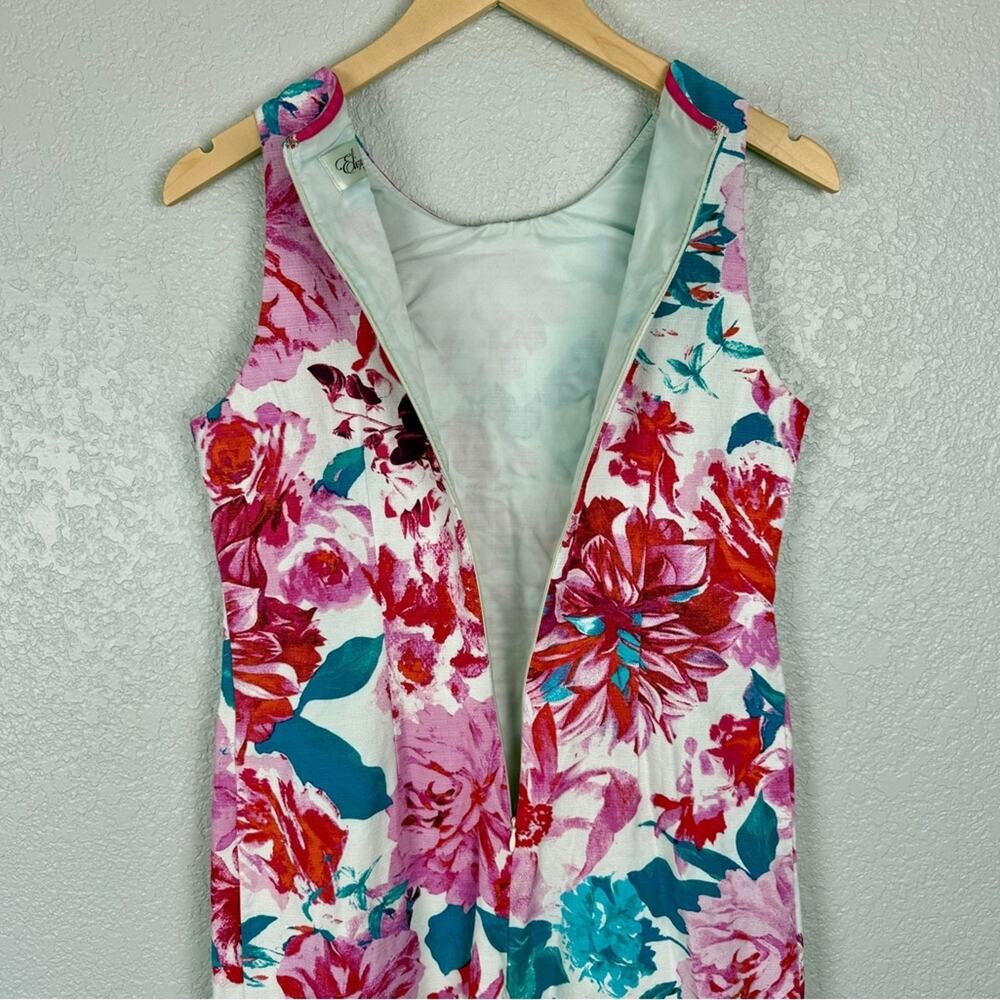Eliza J Lace Trim Sleeveless Shift Dress 2 Floral Lace Romantic Pink Teal White - Picture 7 of 11